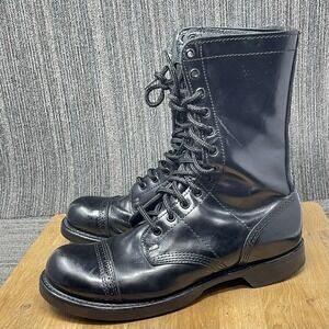 VTG CORCORAN 1500 Jump Boots Men 10 D Black Leather Paratrooper 10" Combat USA